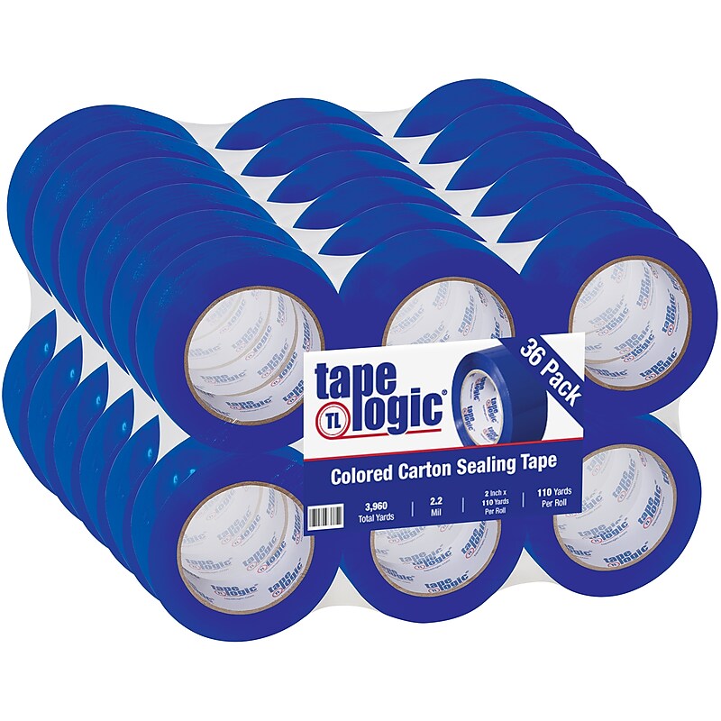 Tape Logic Colored Carton Sealing Heavy Duty Packing Tape, 2" x 110 yds., Blue, 36/Carton (T90222B) image 1