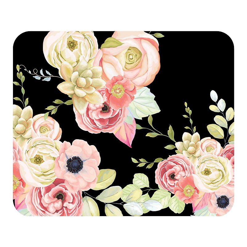 OTM Essentials Prints Flower Garden Mouse Pad, Black/Pink/Green (OP-MH-Z034C) image 1