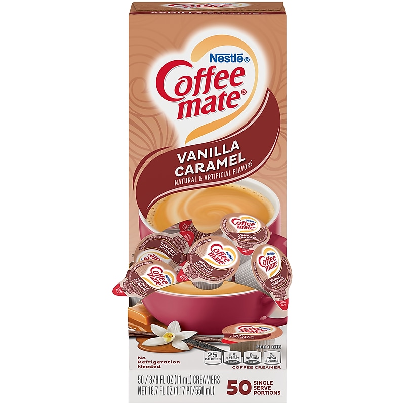 Coffee mate Vanilla Caramel Liquid Creamer, 0.38 Oz., 50/Box (79129) image 1