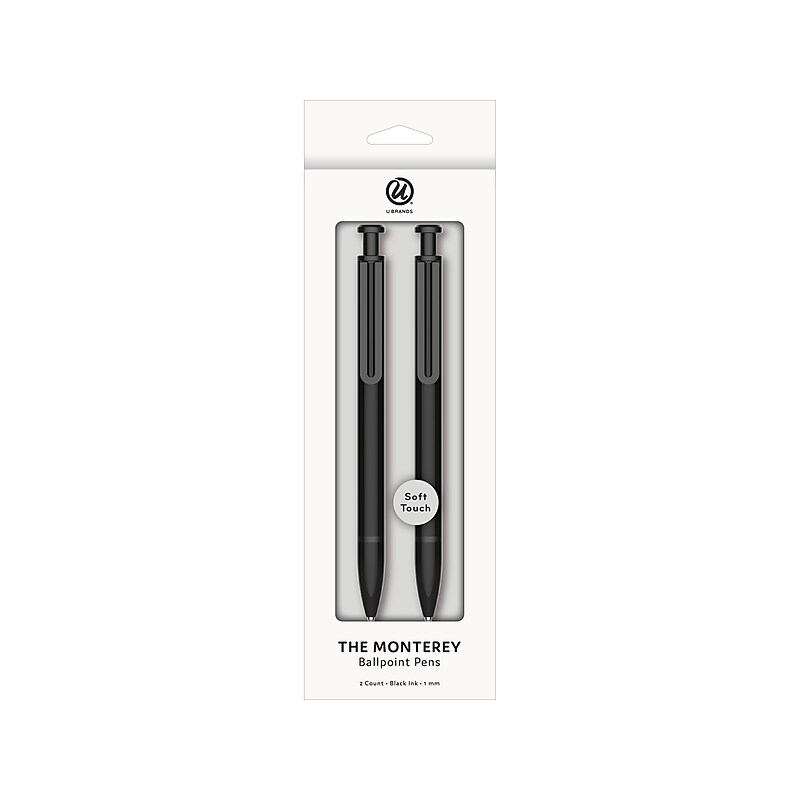 U Brands The Monterey Retractable Ballpoint Pen, Medium Point, 1.0mm, Black Ink, 2/Pack (3279U04-24) image 1