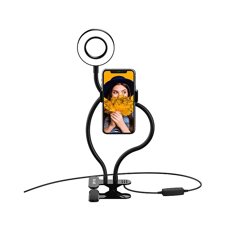 Tzumi On Air Halo Flex Duo Ring Light and Phone Holder, Universal, Black (8070ST) image 1