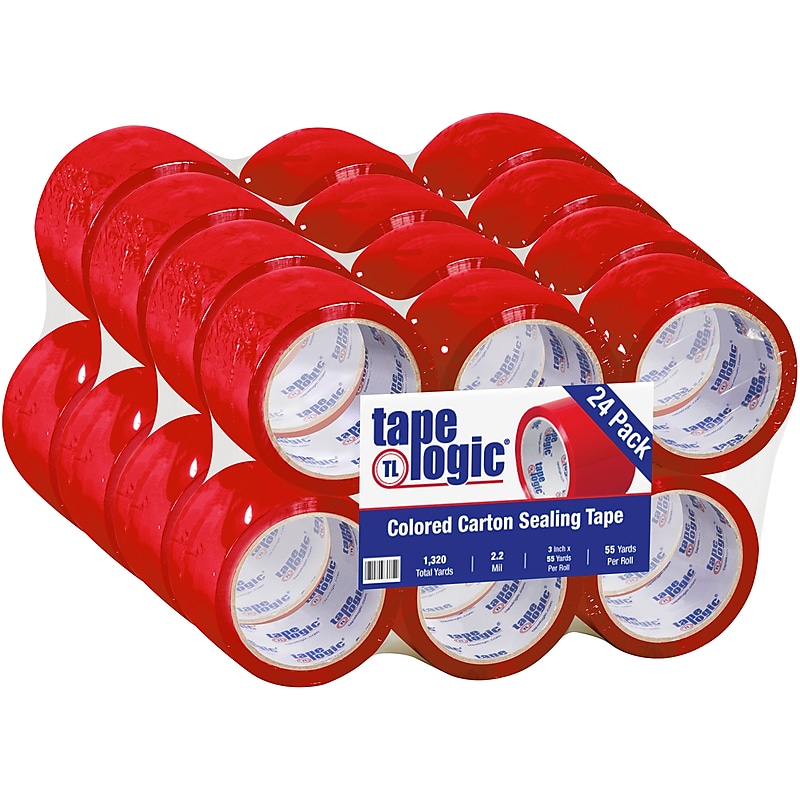 Tape Logic Colored Carton Sealing Heavy Duty Packing Tape, 3" x 55 yds., Red, 24/Carton (T90522R) image 1