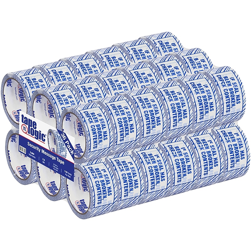 Tape Logic 2" x 110 yds. x 2.5 mil "IF SEAL HAS BEEN…" Security Tape,  Blue/White, 36/Carton image 1