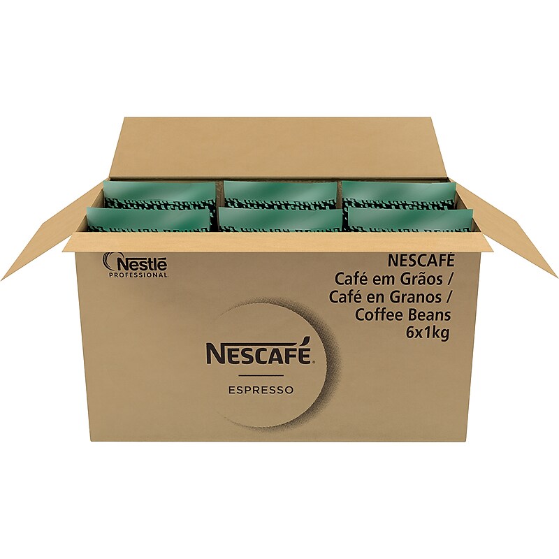 Nescafe Espresso Whole Bean Coffee, Medium Roast, 35.27 oz., 6/Carton (12338492) image 1