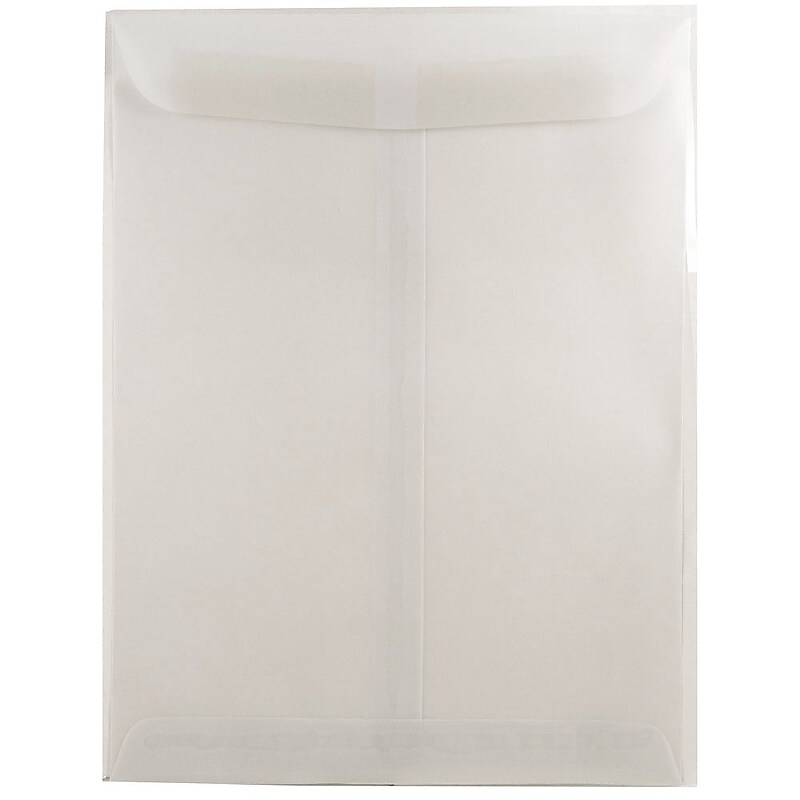 JAM Paper 9 x 12 Open End Catalog Translucent Vellum Envelopes, Clear, 25/Pack (2851376a) image 1