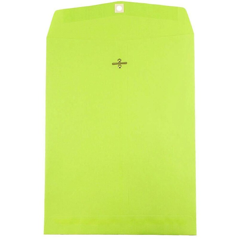 JAM Paper 10 x 13 Open End Catalog Colored Envelopes with Clasp Closure, Ultra Lime Green, 25/Pack (v0128186a) image 1