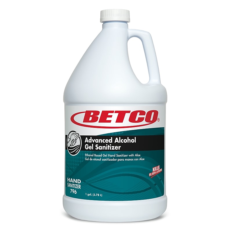 Betco Advanced 70% Alcohol Gel Hand Sanitizer with Aloe, Light Fresh Scent, 128 oz., 4/Carton (7960400) image 1