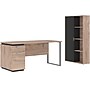Bestar Aquarius 66" Computer Desk with Single Pedestal and Storage Cabinet, Rustic Brown/Graphite (114850-000009)~#|#~sp118567406_sc7