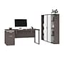 Bestar Aquarius 66" Computer Desk with Single Pedestal and 2 Storage Cabinets, Bark Grey/White (114851-000047)~#|#~sp118567423_sc7