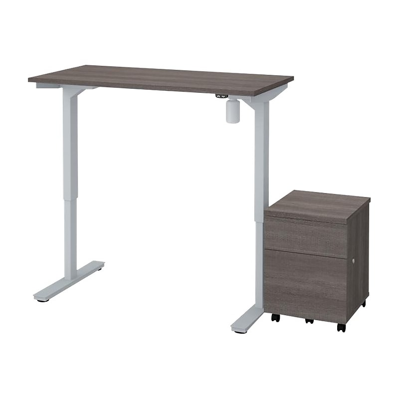 Bestar Universel 28"-45"H Adjustable Standing Desk with Mobile Pedestal, Bark Gray (65842-47) image 1