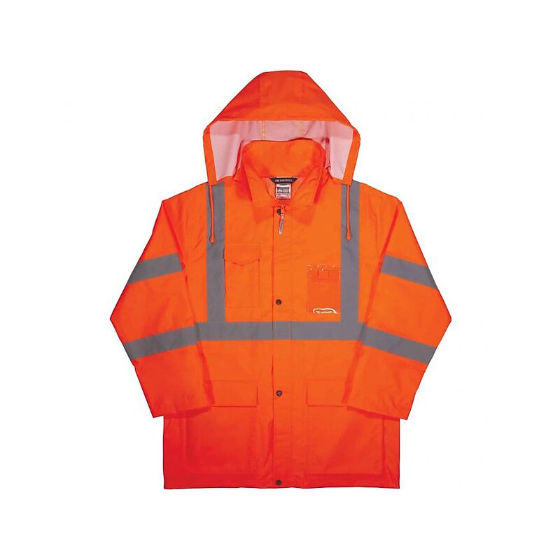 Ergodyne GloWear 8366 Lightweight High-Visibility Rain Jacket, ANSI Class R3, Orange, 4XL (24368) image 1