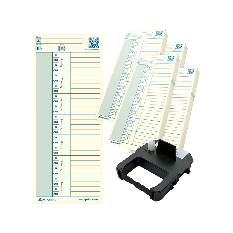 Acroprint Authentic Time Card with Ribbon for ES700/ES900 Time Clock, 200/Pack (01-0296-006) image 1