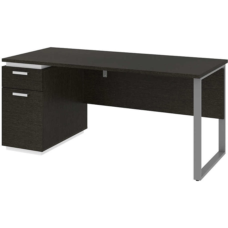 Bestar Aquarius 66" Pedestal Desk, Deep Grey/White (114400-000032) image 1