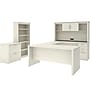 Bestar Logan 66" U-Shaped Executive Desk with Hutch, Lateral File Cabinet, and Bookcase, White Chocolate (46851-31)~#|#~sp118668871_sc7