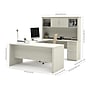 Bestar Logan 66" U-Shaped Executive Desk with Hutch, Lateral File Cabinet, and Bookcase, White Chocolate (46851-31)~#|#~sp118668873_sc7