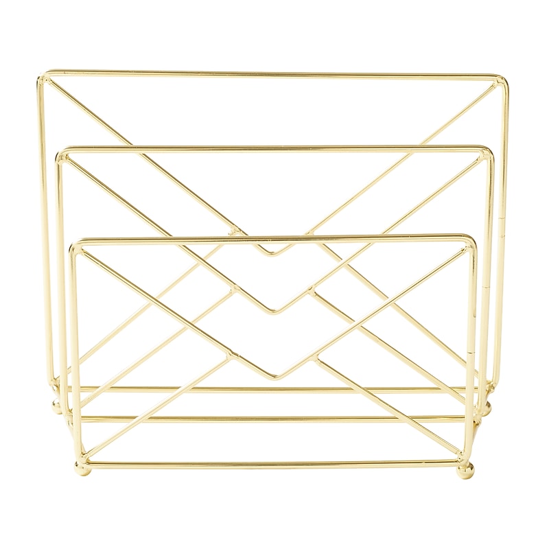 Martha Stewart 2-Compartment Metal File Sorter, Gold (MS103L) image 1