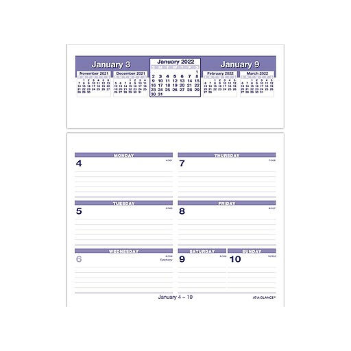 2022 ATAGLANCE 7" x 6" Weekly Calendar Refill, FlipAWeek