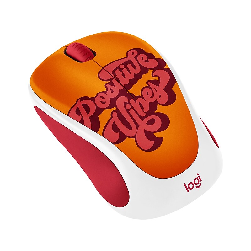 Logitech Design Collection Limited Edition Wireless Ambidextrous Optical Mouse, Positive Vibes (910-006123) image 1