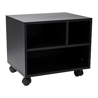 Mind Reader 3-Shelf Particle Board Mobile Printer Stand with Lockable Wheels, Black (MDFPCART-BLK)