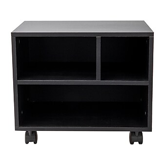 Mind Reader 3-Shelf Particle Board Mobile Printer Stand with Lockable Wheels, Black (MDFPCART-BLK)