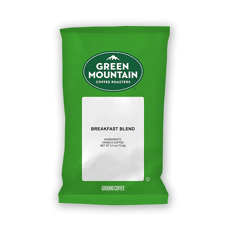 Green Mountain Breakfast Blend Ground Coffee Packs, 2.2 oz., Light Roast, 100/Carton (4432) image 1