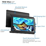 Mobile Pixels TRIO Max 101-1004P01 14" Portable LCD Monitor, Metallic Black