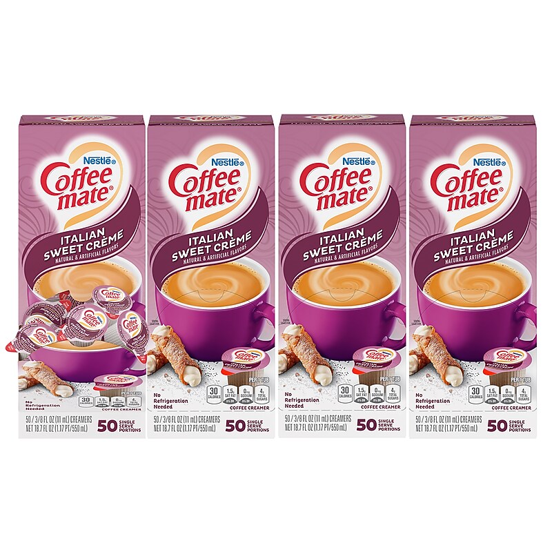 Coffee mate Singles Italian Sweet Cream Liquid Creamer, 50 Tubs/Box, 4/Boxes (283-00011) image 1