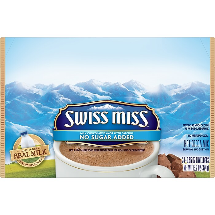 Swiss Miss No Sugar Added Cocoa, 0.55 Oz., 24/Box (HUN55584) | Staples