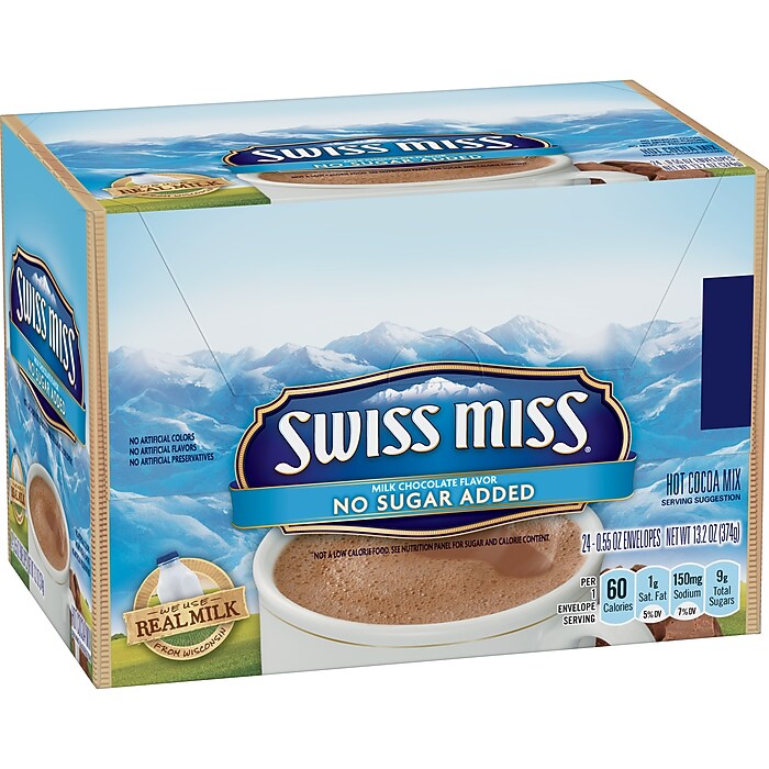 [新品未開封]GRACELL Wellness Cocoa Swiss Miss No Sugar Added Cocoa, 0.55 Oz., 24/Box (HUN55584) | Staples