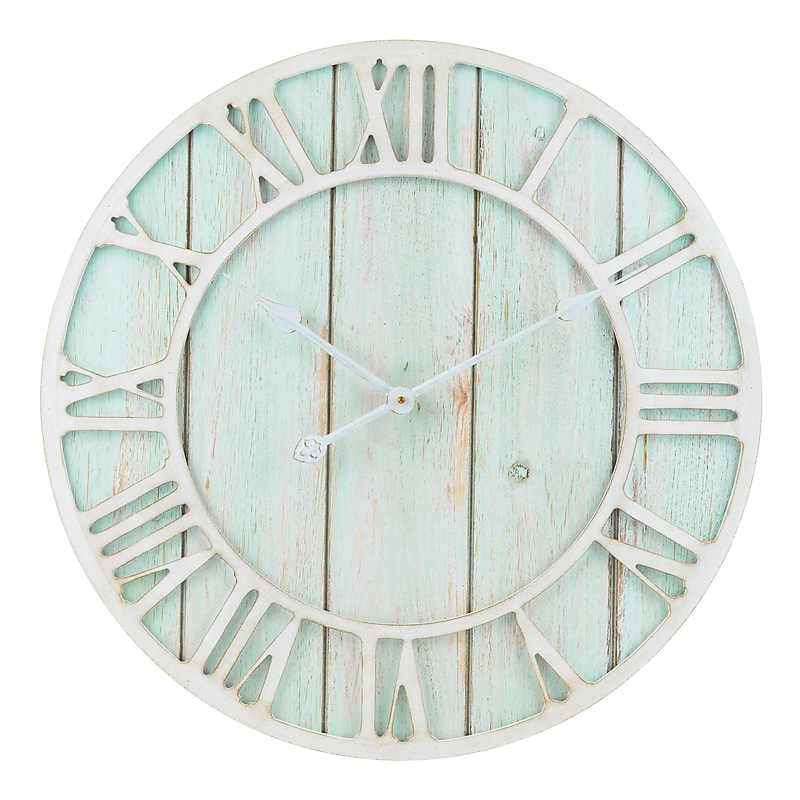 La Crosse Clock 23.5 Inch Round Blue Coastal Decorative Quartz Wall Clock (404-4060) image 1