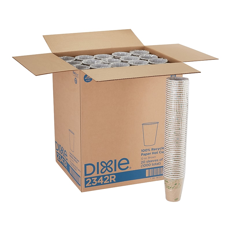 Dixie EcoSmart Fiber Hot/Cold Cups, 12 Oz., Kraft Paper, 1000/Carton (2342R) image 1