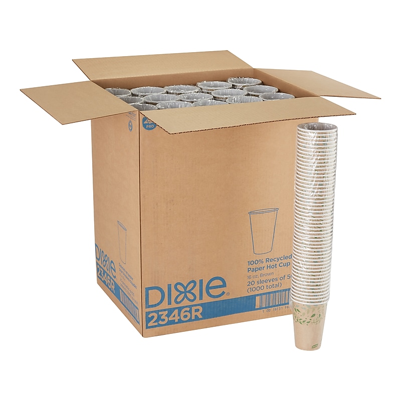 Dixie EcoSmart Fiber Hot/Cold Cups, 16 Oz., Kraft Paper, 1000/Carton (2346R) image 1