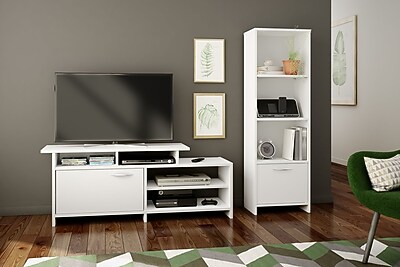 South Shore Step One Narrow 3-Shelf Bookcase with Door - Thumbnail 2