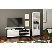 South Shore Step One Laminated Particleboard 3-Shelf Bookcase with Door, Pure White (10249)