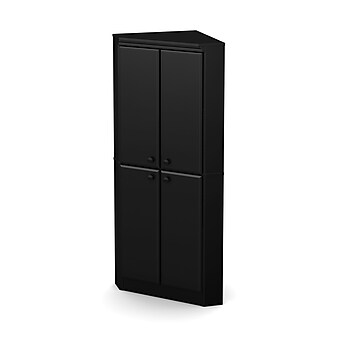 South Shore Morgan 62.5" Particle Board Storage Cabinet with 3 Shelves, Pure Black (10386)