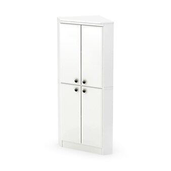 South Shore Morgan 62.5" Particle Board Storage Cabinet with 3 Shelves, Pure White (10382)