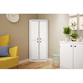 South Shore Morgan 62.5" Particle Board Storage Cabinet with 3 Shelves, Pure White (10382)