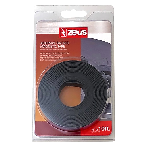 Baumgartens Adhesive-Backed Magnetic Tape Roll, Black, 10-ft