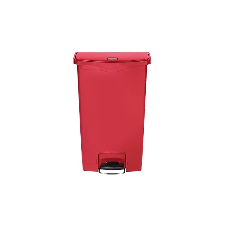 Rubbermaid Slim Jim Step-On Plastic Step Trash Can, 18 Gallon, Red (1883568) image 1