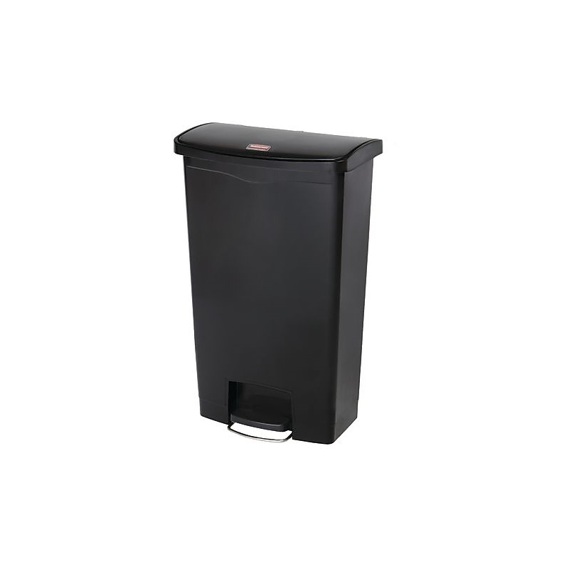 Rubbermaid Slim Jim Step-On Plastic Step Trash Can, 18 Gallon, Black (1883613) image 1