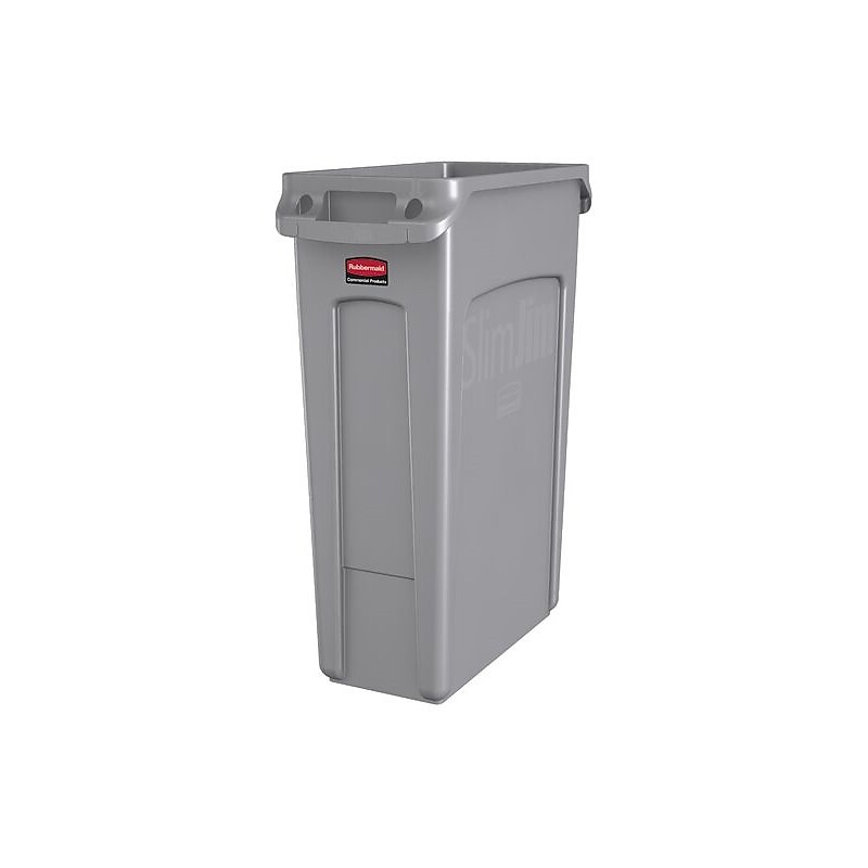 Rubbermaid Slim Jim Vented Rectangular Trash Can Waste Receptacle, 23 Gallons, Gray (FG354060GRAY) image 1
