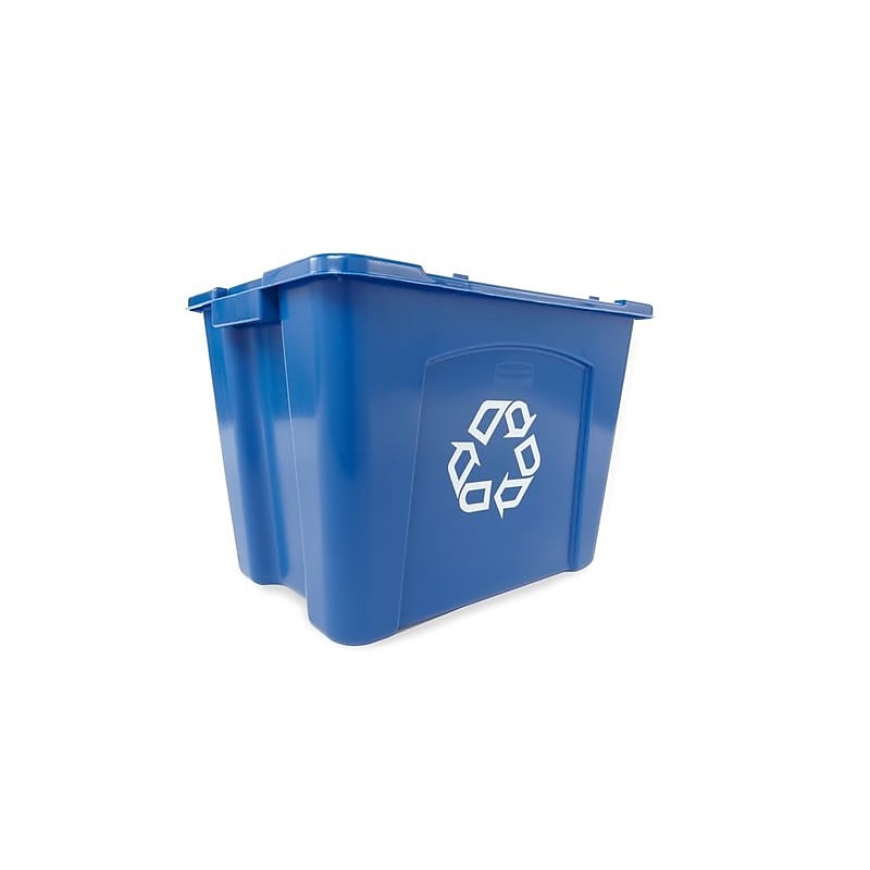 Rubbermaid Commercial Products Plastic Recycling Bin, 14 Gallon, Blue (FG571473BLUE) image 1