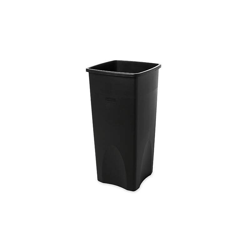 Rubbermaid Untouchable Plastic Square Wastebasket Trash Can, 23 Gallons, Black (FG356988BLA) image 1