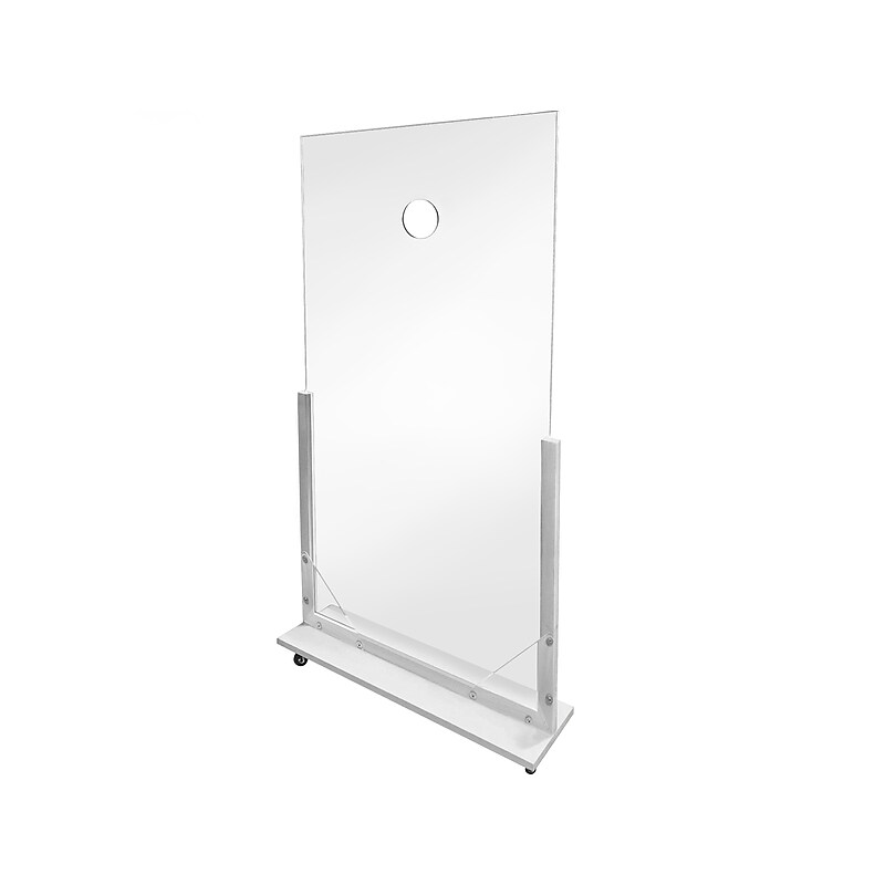 Gemini Freestanding Portable Temperature Check Divider, 72"H x 36"W, Clear Acrylic (PTC3672-W-25) image 1