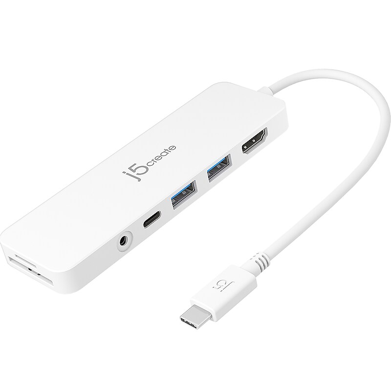 j5create Multi-Port Hub for USB-C Enabled Laptops, White (JCD373) image 1