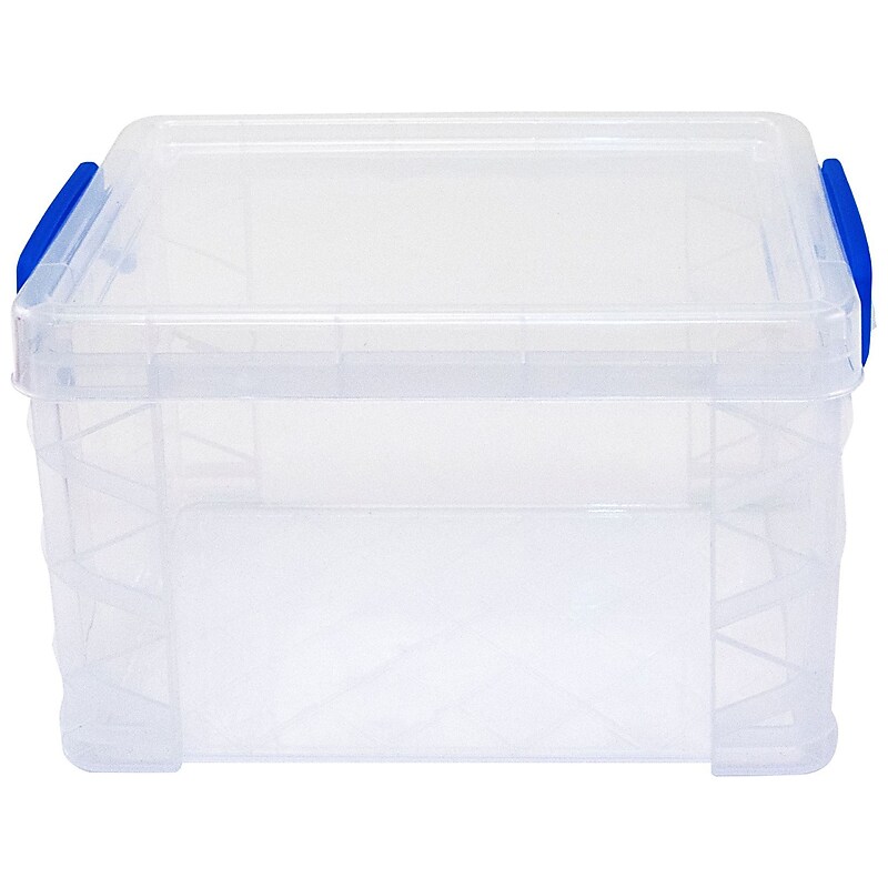 Advantus Super Stacker Lift Off Latch Lid Storage Box, Clear/Blue, Plastic (39230) image 1
