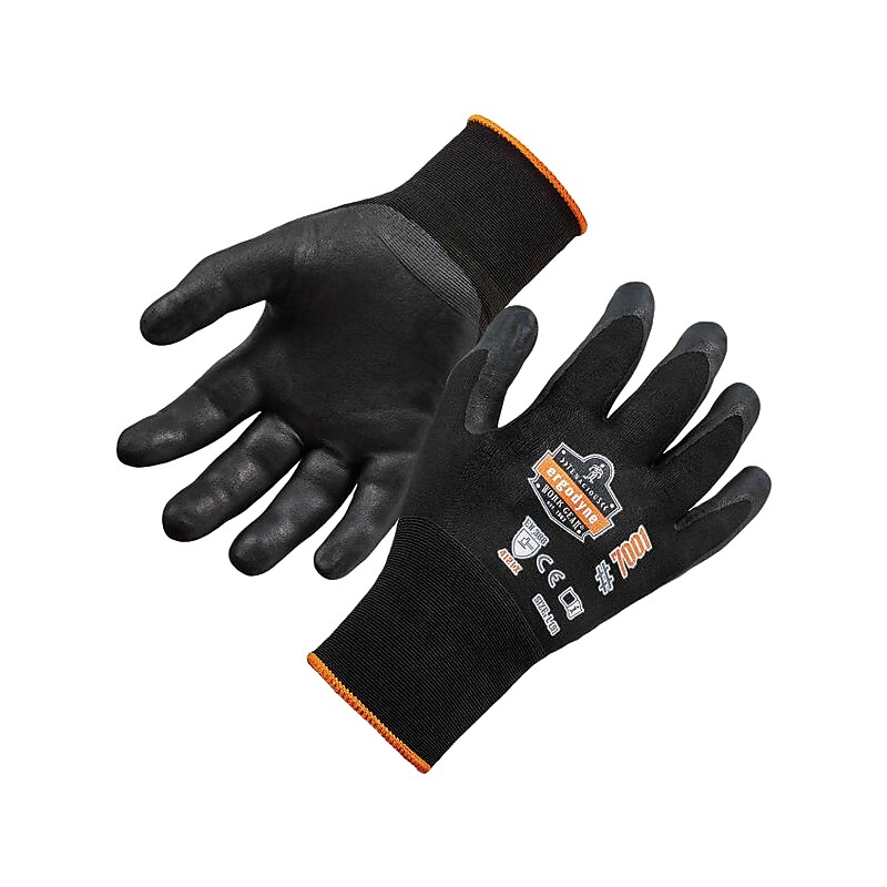 Ergodyne ProFlex 7001 Nitrile Coated Gloves, ANSI Level 3 Abrasion Resistance, Black, Large, 12 Pairs (17954) image 1