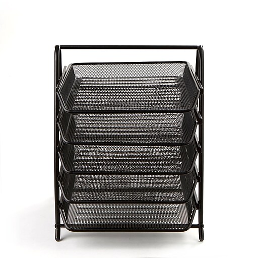 Mind Reader 5 Tier Steel Mesh Paper Tray Desk Organizer, Black (5TPAPER