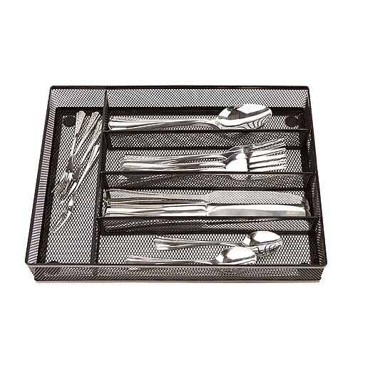 Mind Reader Mesh Cutlery Tray 2 Pack, Black (MESHCUT2BLK) Staples