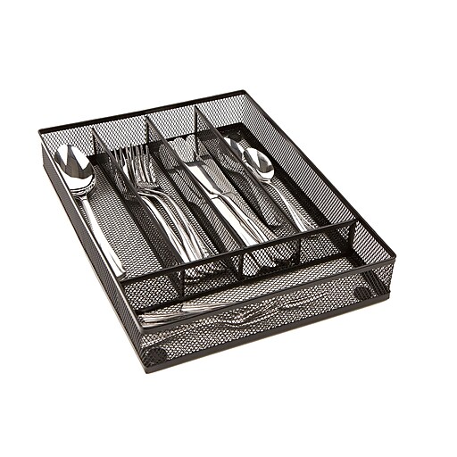 Mind Reader Mesh Cutlery Tray 2 Pack, Black (MESHCUT2BLK) Staples